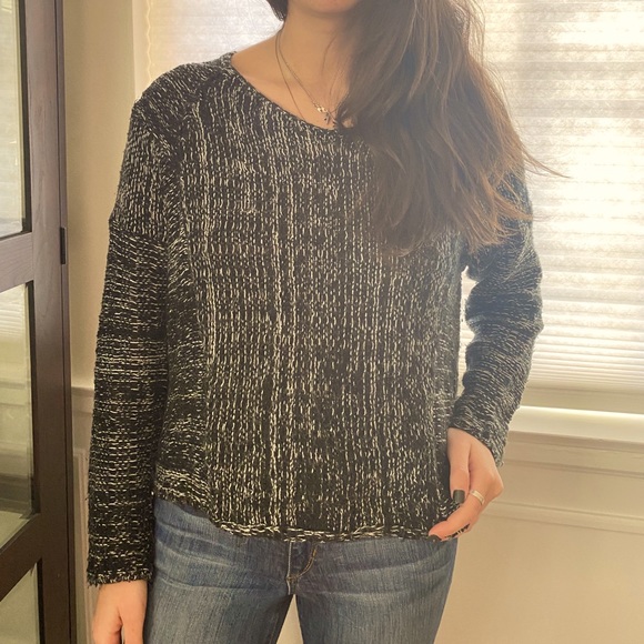 Black and White Knit High-Low Millau LF Sweater - Picture 1 of 6